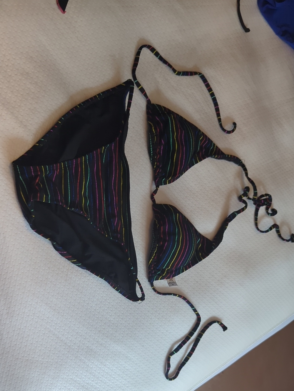 Old Navy Black Bikini with Multicolor Thin Stripe Print